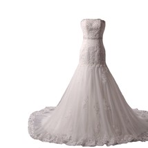 Kivary Women&#39;s Ivor Tulle Beaded Mermaid Wedding Dresses Lace Up Back US 18W - £166.98 GBP