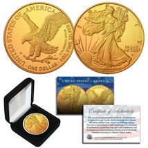 2023 Genuine 24K GOLD Plated 1 Troy Oz 999 Silver American Eagle Coin - TYPE 2 - £67.56 GBP