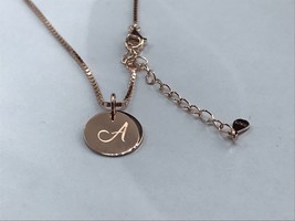 Sterling Silver 925 Rose Gold Plated Letter A Intial Disc Coin Necklace - £19.82 GBP