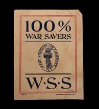Vtg W.S.S War Savers Stamps 100 % War Savers The Torch of Liberty Gov&#39;t ... - £78.63 GBP