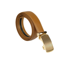 Mens VALENTINI Leather Belt Automatic Adjustable Removable Buckle RT035 Tan image 4