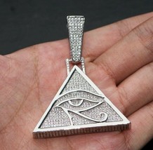 2Ct Round Simulated Diamond Eye of Horus Iced Pendant Gold Plated 925 Silver - £188.78 GBP