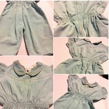 Vintage Blue Corduroy Jumpsuit Snaps Bric Brac Pantsuit Zipper SKU 021-96 - $6.71