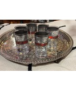 Moroccan Silver Tea Glasses with red rim-  Moroccan Silver tea Cups- Sil... - £45.03 GBP