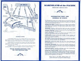 1960 Marineland of the Pacific Information Sheet &amp; Schedule of Events  - £10.84 GBP