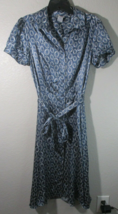 JG HOOK Vtg Button Front Blue White Polyester Summer Long Modest Dress Sz 10 - £15.81 GBP