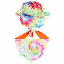 Vibrant Life Pet Dog Hat &amp; Bandana  Tie Dye  Multi  XSS/XS Hippie  Rainbow - $10.06