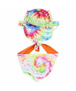 Vibrant Life Pet Dog Hat &amp; Bandana  Tie Dye  Multi  XSS/XS Hippie  Rainbow - $10.06