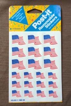 Vintage Post-It Removable Stickers American Flags 1989 4 Sheets HQ-502 3M NOS - $8.79