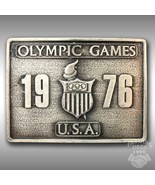 Vintage Belt Buckle 1976 Summer Olympic Games Square Shape Silver Color USA - $40.45