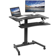 VIVO Black Pneumatic 36&quot; Mobile Height Adjustable Two Platform Standing Desk - £351.70 GBP