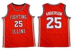 Nick Anderson Fighting Illinois College Basketball Jersey Sewn Orange Any Size image 4