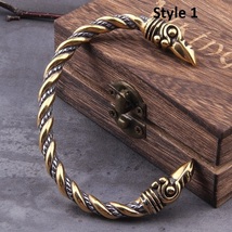 Viking Bracelet Arm Ring Odin&#39;s Raven Hugin &amp; Munin Oath Ring Armband Wr... - $22.99+
