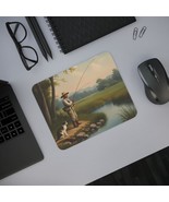 Angler&#39;s Haven Mouse Pad, Fishing Desk Accessory, Cat Lover Gift, Nature... - $19.64 CAD