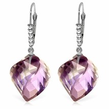 21.65 Carat 14K Solid White Gold Earrings Diamond Briolette Amethyst - £457.17 GBP