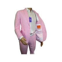 Mens Premium 100% Linen Cocktail Suit by INSERCH Breathable and cool SU880 Pink image 7