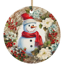 Beauty Snowman Hat Christmas Ornament Flower Wreath Xmas Gift Pine Tree Decor - £12.19 GBP