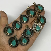 85g, 10pcs, Turkmen Coins Jeweled Synthetic Turquoise Tribal @Afghanista... - £7.83 GBP