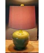 21” Desktop Table Porcelain Green Lamp with Green Shade Very Nice!! - £63.22 GBP