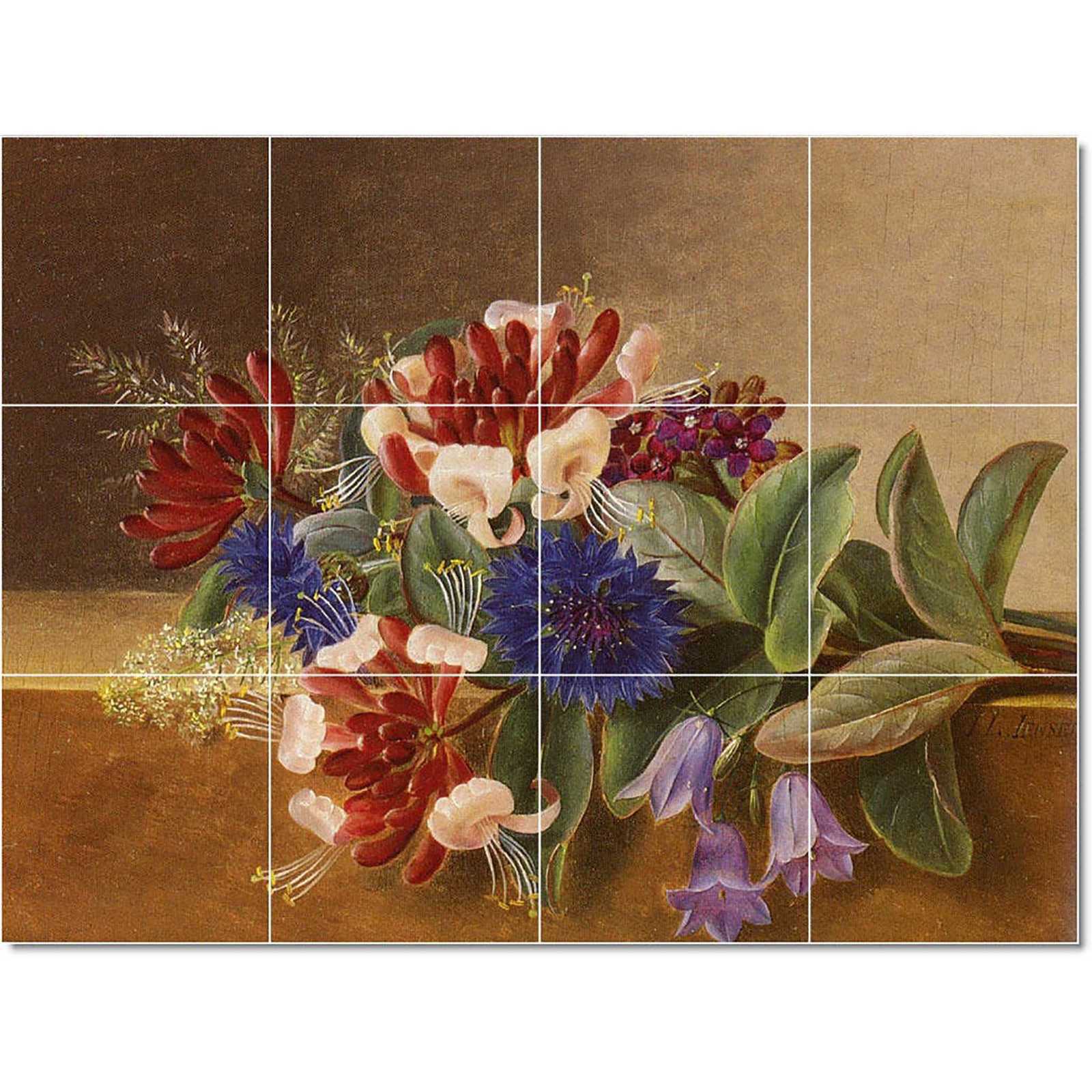 Primary image for Johann Laurentz Jensen Flowers Painting Ceramic Tile Mural BTZ22685