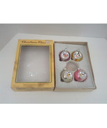 Vintage round indent glitter hand decorated  holiday Christmas tree  orn... - $409.65 MXN