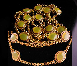 Vintage Yves Saint Laurent necklace - Gripoix glass - French jewelry - olive gre - £766.72 GBP