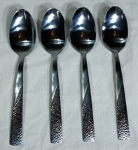 Set of 4 Towle Barretta Stainless Steel Hammered Pattern Teaspoons Spoons - $17.63