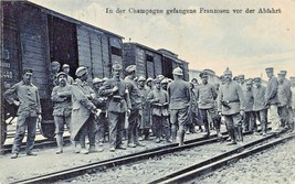 Champagne Gefangene Franzosen Von Der ABFAHRT-1916 Feldposte WW1 Foto Cartolina - £12.70 GBP