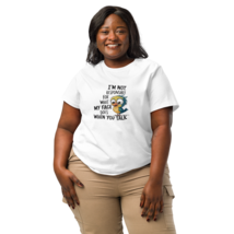 Women’s Organic Ribbed Neck T-Shirt – “Funny Animal” Print (White) - $54.99