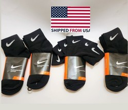 Nike Everyday Plus Cushioned Ankle Socks (12 Pack) Men&#39;s, Women 8-12 Black NEW - £35.57 GBP