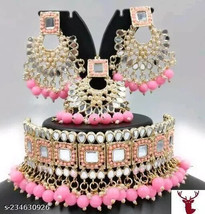 Joharibazar Indian GoldPlated Kundan Choker Bridal Necklace Earring Jewelry Set - £17.39 GBP
