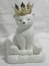 Bath & Body Works Foaming Soap Holder Ceramic Gold Crown Glitter Polar Bear Cub - $49.51