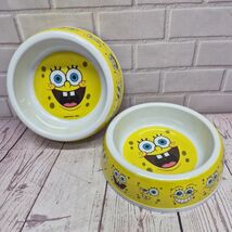 SpongeBob SquarePants Pet Bowl Dog Cat Food Water Dish, 7in Dia, Lot Of 2 - $14.20