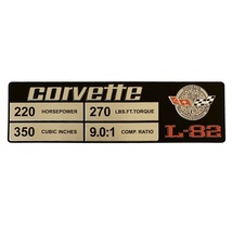 C3 Corvette Spec Data Plate Embossed Scratch-Resistant Aluminum L-82 Eng... - $26.04