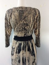 Sam &amp; Max Dress Black Brown Size Large Rhinestone Fit Flare Floral 3/4 Sleeves - £9.79 GBP