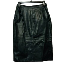 Comint Vintage 1980&#39;s Womens Black Genuine Leather Lined Back Zip Skirt Size 7/8 - £40.07 GBP