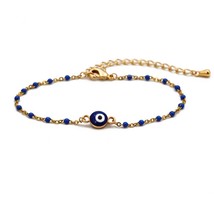 Lucky Eye Colorful Bead  Charm Bracelet Gold Color Chain Dropping Oil Bracelet A - £9.09 GBP