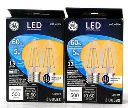 2 Boxes GE LED 5w Soft White 500 Lumens Decorative Clear Finish 2 Ct BM Bulbs - £19.17 GBP