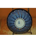 Porcelain Bowl 4.5" Cobalt Blue &amp; Gold feather design hand painted made ... - $8.09