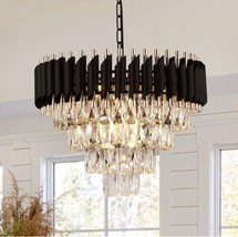 Modern Crystal Chandelier 20&quot; Crystal Ceiling Pendant Light 4 Tiers Raindrop... - £171.26 GBP