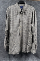 VTG Club Room Charter Club Shirt Mens XXL Brown Plaid Long Sleeve Button... - $18.09