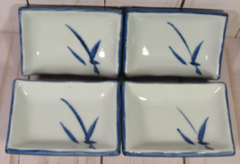 Blue &amp; White Rectangular Oriental Soy Sauce Dishes 4 qty  3.5&quot; x 2.5&quot;. - £8.15 GBP