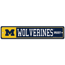 Michigan Wolverines 3.75&quot; by 19&quot;  Plastic Street Sign - NCAA - £11.58 GBP