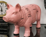 Large Ceramic Country Farmhouse Pink Pig Pork Butcher Chart Piggy Coin B... - $81.99