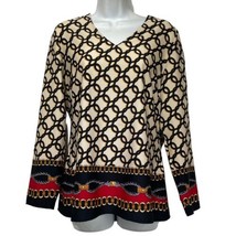 Chicos Chain Link Keyhole Back Long Sleeve Top Blouse Size 0 - $14.85