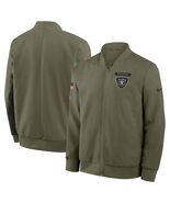 Mens Raiders Salute to Service 2025 Sideline Full-zip Bomber Jacket - Olive - €86,29 EUR