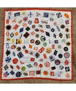 Vintage 1970s Train Railway Scarf Advertising by Charles Products 29x29&quot;... - $89.50 CAD
