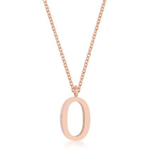 Elaina Rose Gold Stainless Steel O Initial Necklace - $477.54 MXN