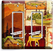 Hunting Cabin Fishing Moose Patchwork 2 Gfci Light Switch Wall Plates Room Decor - £9.49 GBP