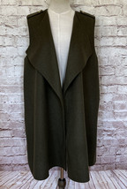 TALBOTS Womens L Moss Green Wool Blend Sleeveless Open Front Tunic Vest ... - $48.00